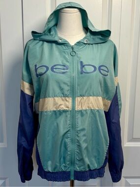 BEBE SPORT Vintage Y2K Contrast Color Block Windbreaker Jacket